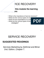 Service Recovery: at The End of This Module The Learning Outcomes Are