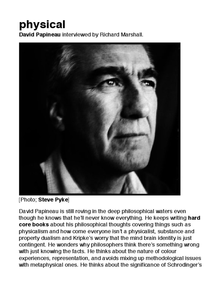 Physical David Papineau Interviewed by Richard Marshall PDF