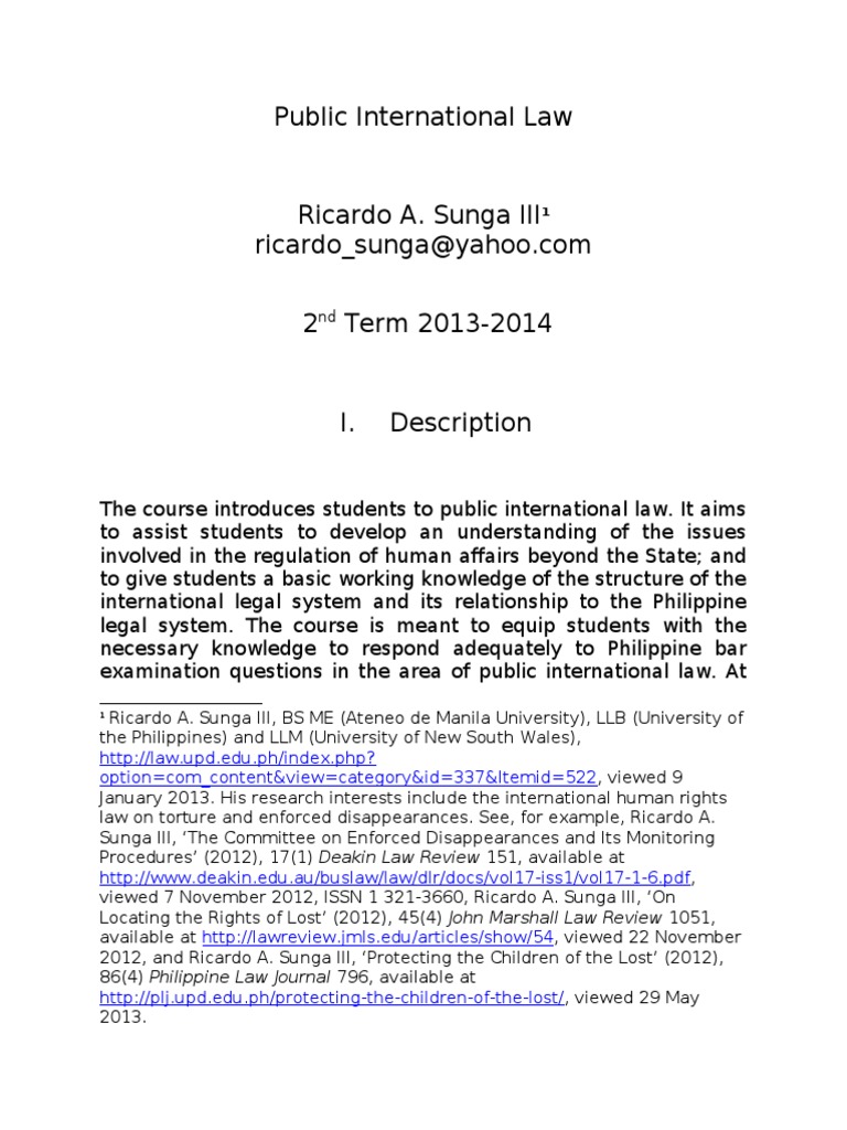 Public International Law Course Overview | PDF | World Trade ...