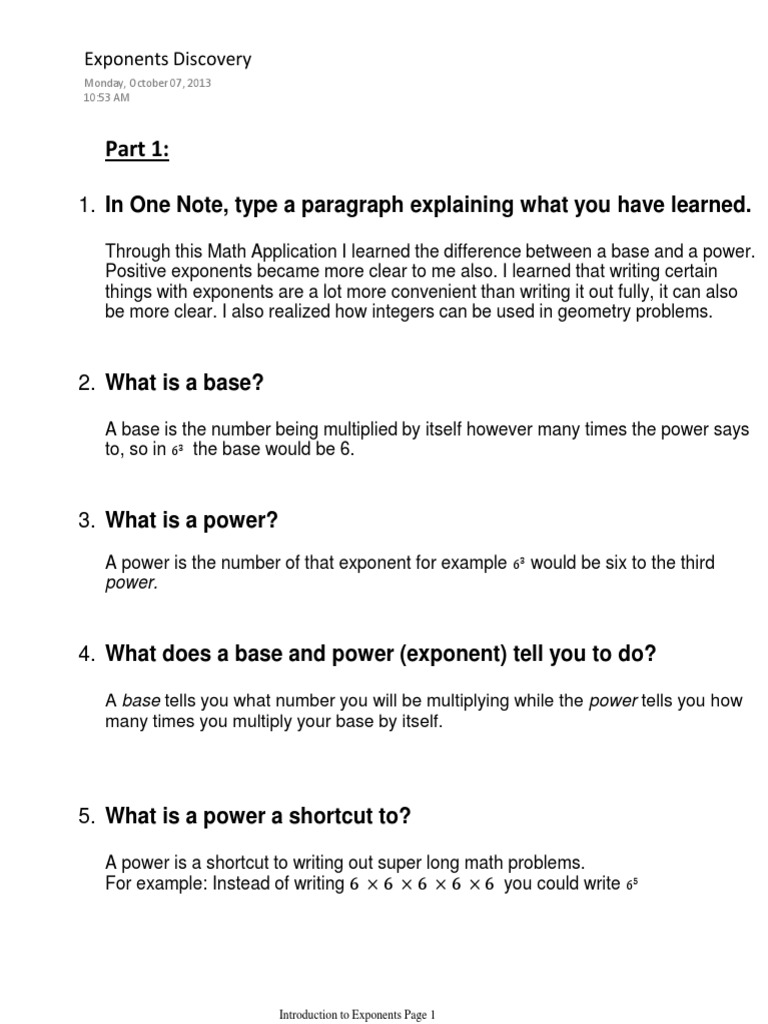 Exponents Discovery | PDF | Exponentiation | Numbers