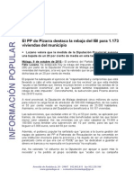 El PP de Pizarra Destaca La Rebaja Del IBI para 1.173 Viviendas Del Municipio