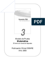 3 Ensayo PSU Matematica DEMRE 2003 (35 Preguntas)