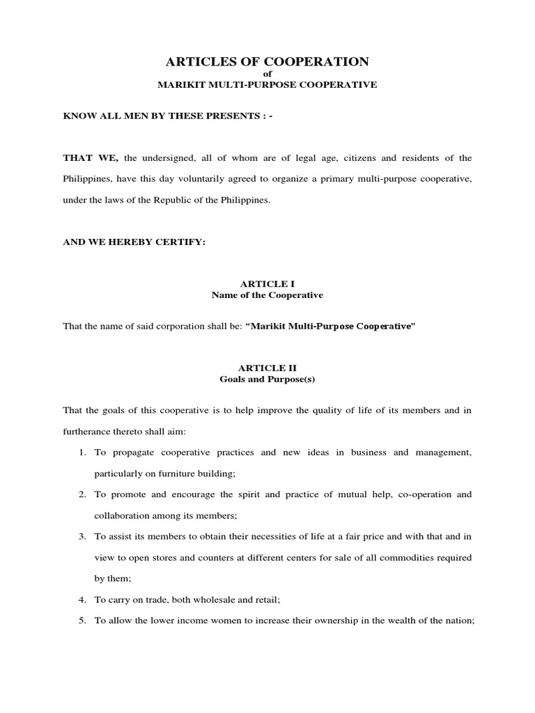 Article of incorporation california image