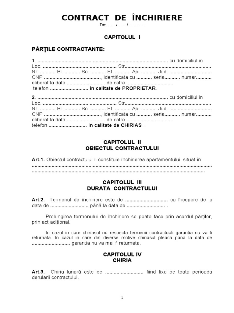Contract de Inchiriere Draft | PDF