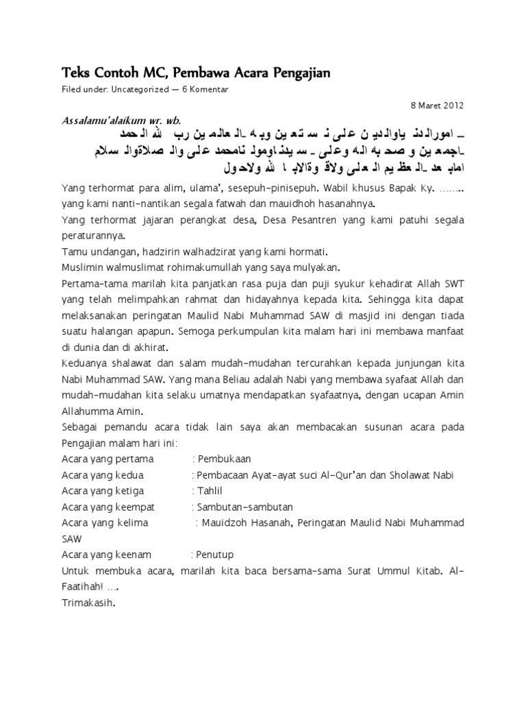 Teks Contoh Mc Pdf