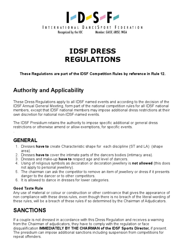 Idsf Dress Regulations Authority and Applicability Suit (Clothing