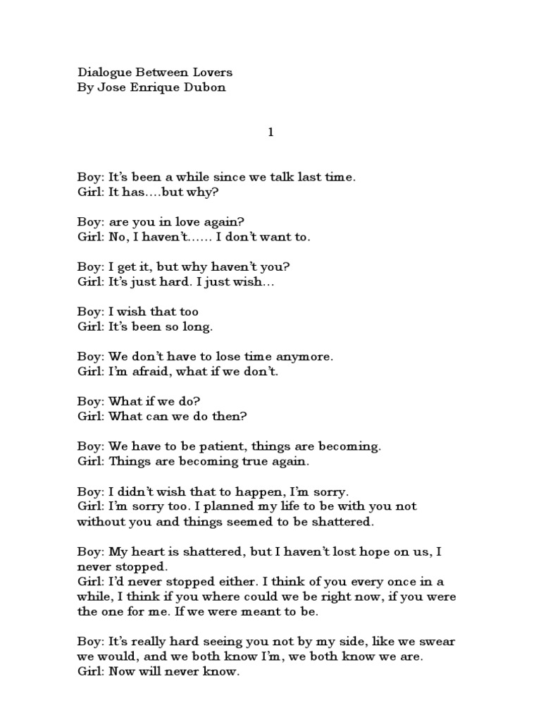 Dialogue Between Lovers Love