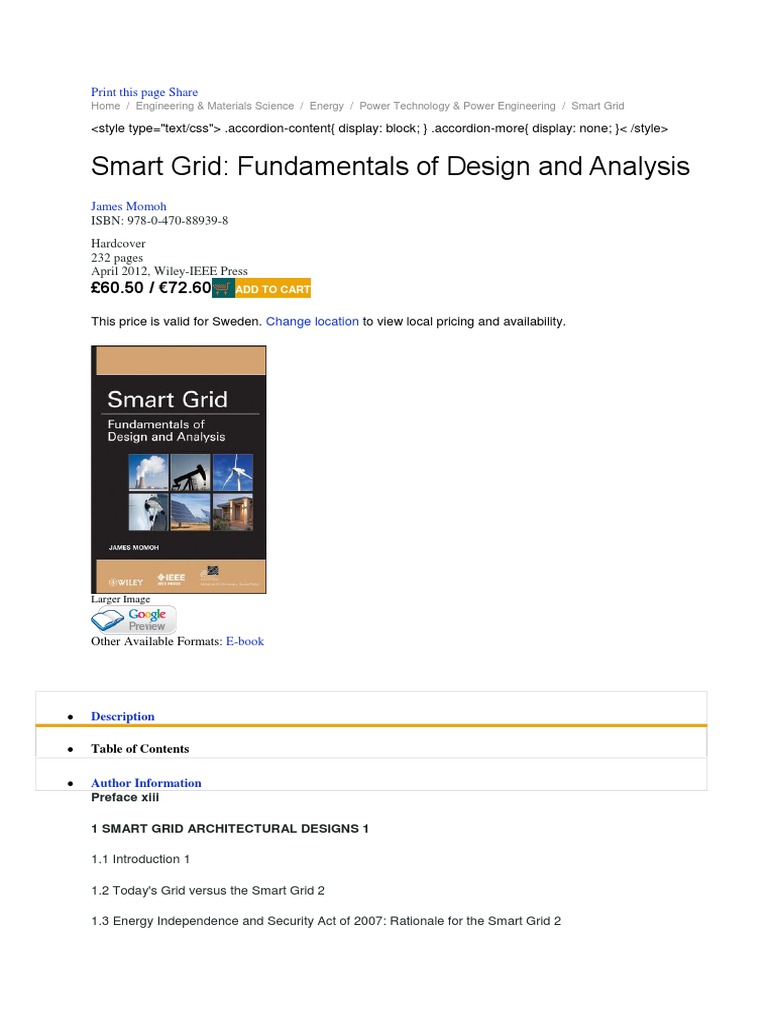 Smart Grid - Fundamentals of Design and Analysis | PDF | Smart Grid ...