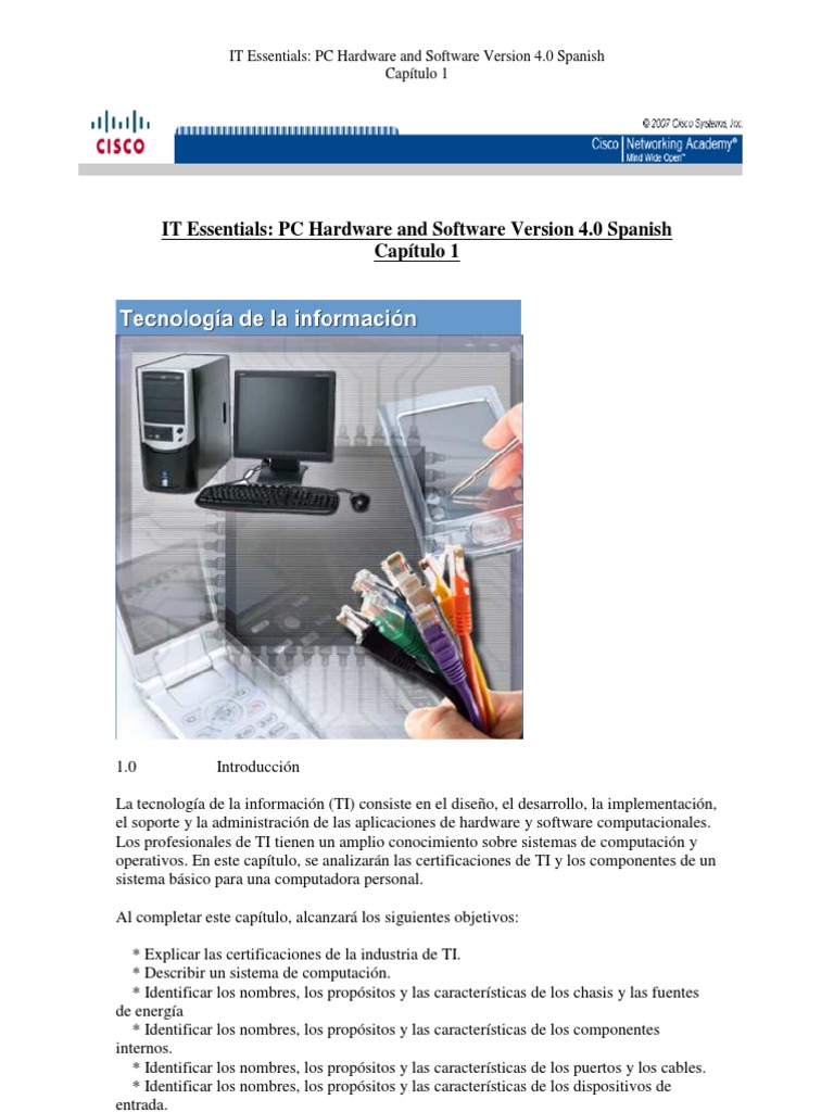 Capitulo 1 IT Essentials PC Hardware and Software Version 4.0 Spanish