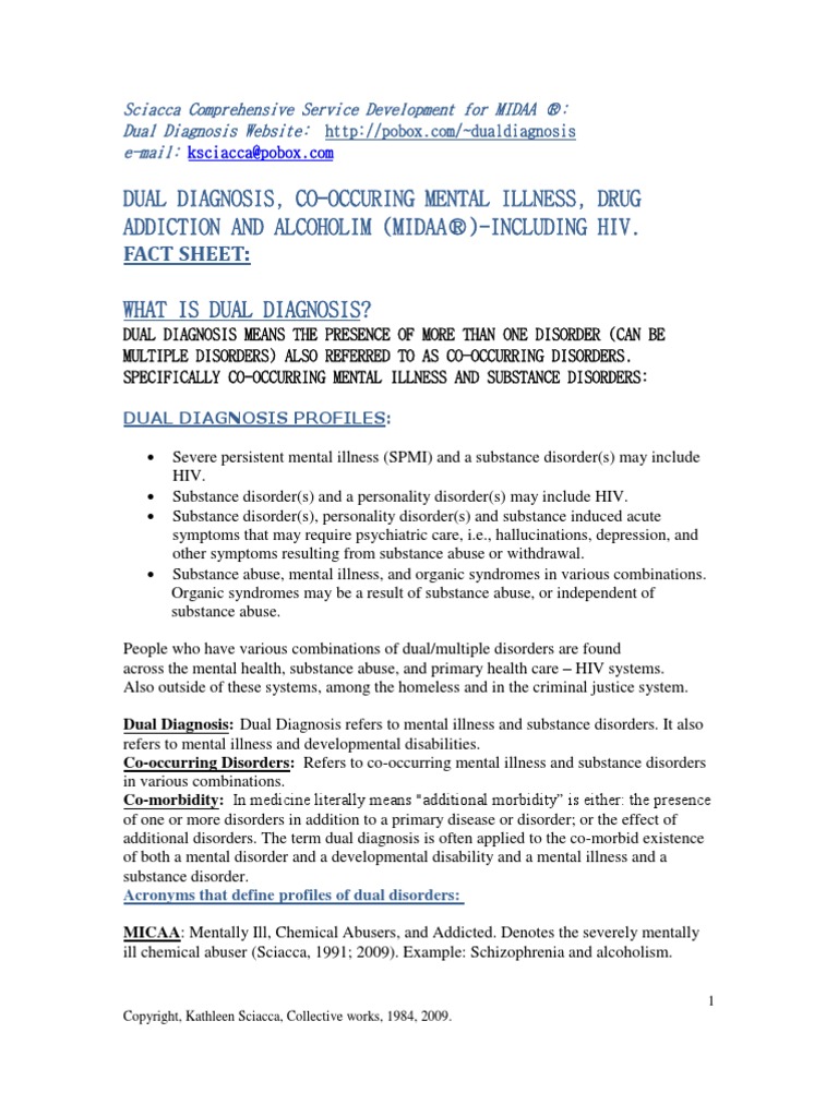 Dualdiagnosisfactsheet Co Occurring Mental Illness And Substance