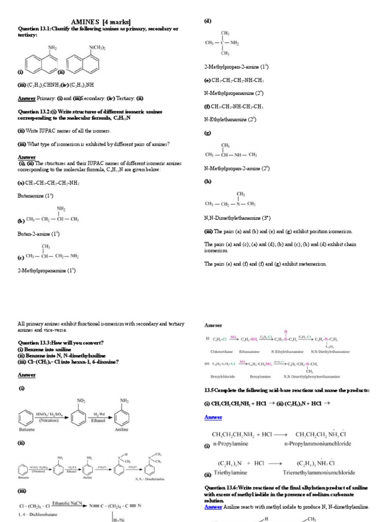 Amines Ncert Opt | PDF | Amine | Chemical Reactions