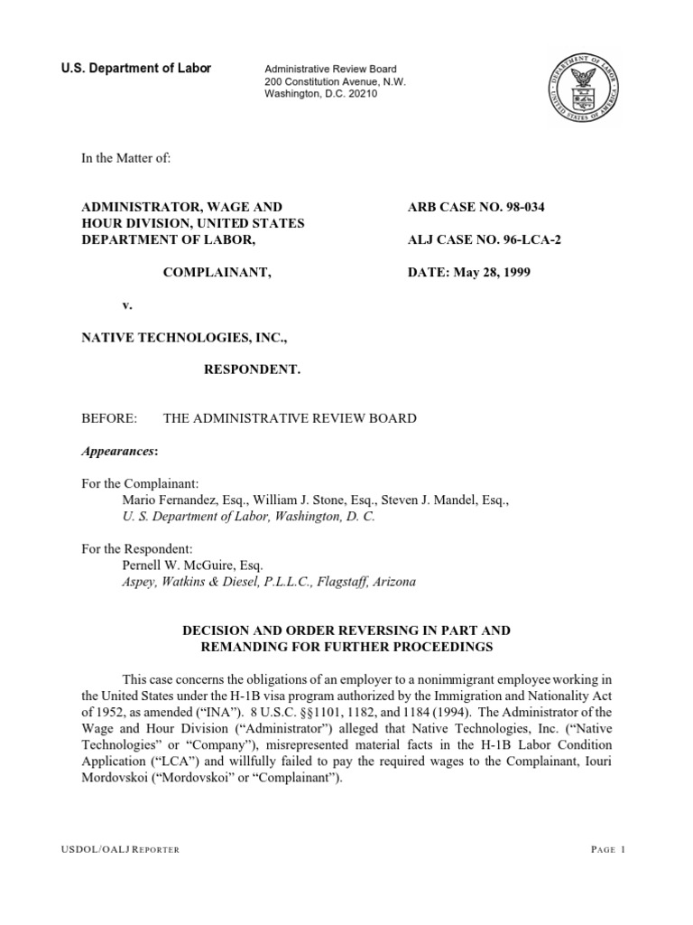 Department of Labor: 98 034 | PDF