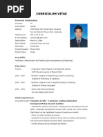 Curriculum Vitae: Personal Information