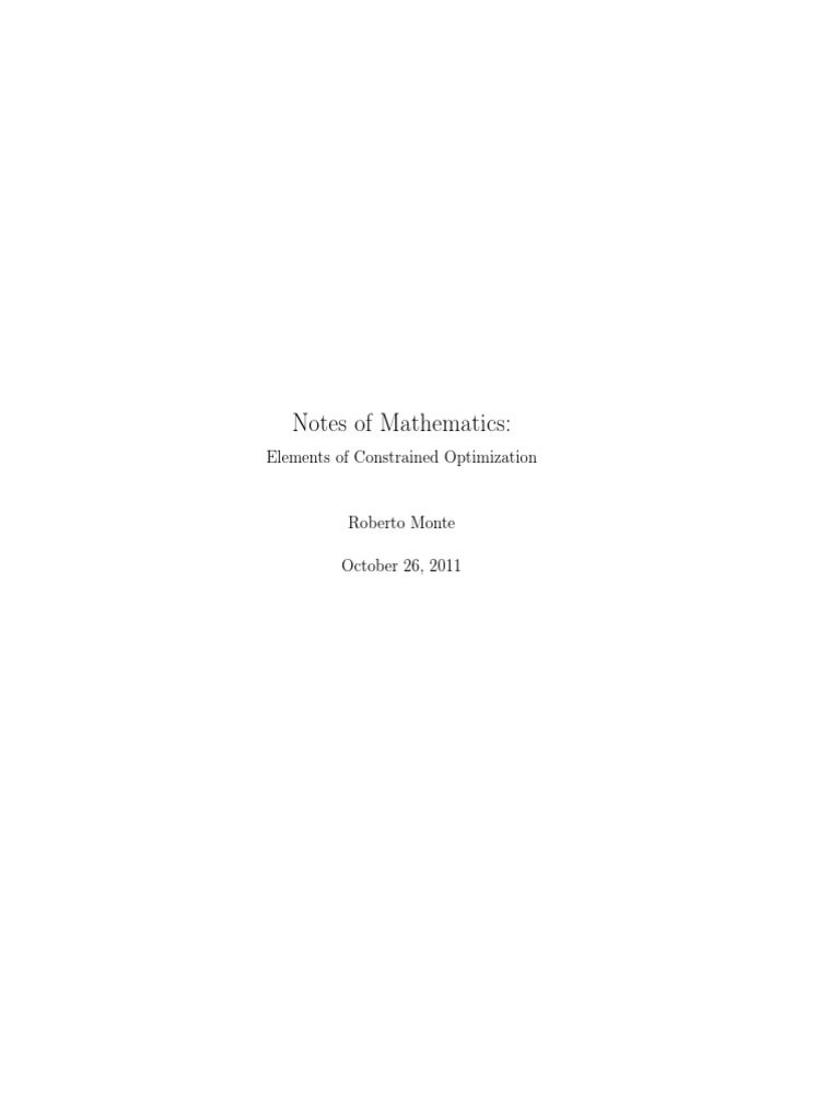 Constrained Optimization in Mathematics | PDF | Mathematical ...