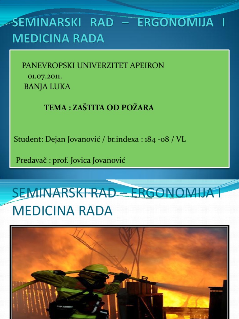 Seminarski Rad - Ergonomija I Medicina Rada | PDF