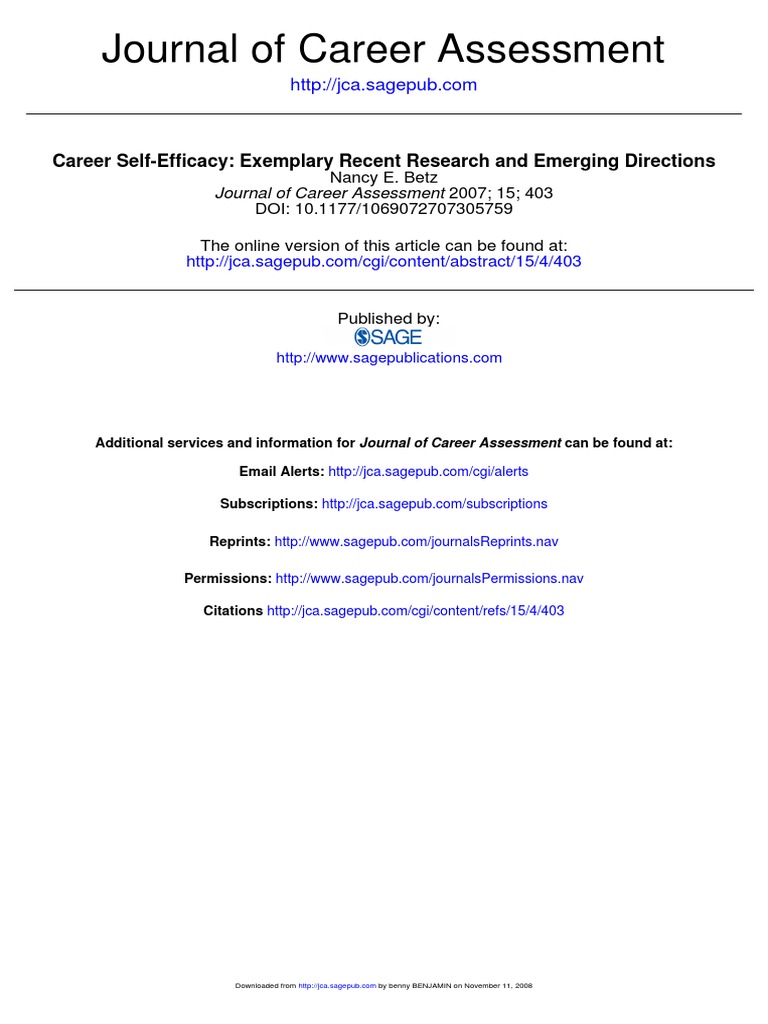 Career Self Efficacy | Download Free PDF | Self Efficacy | Applied ...