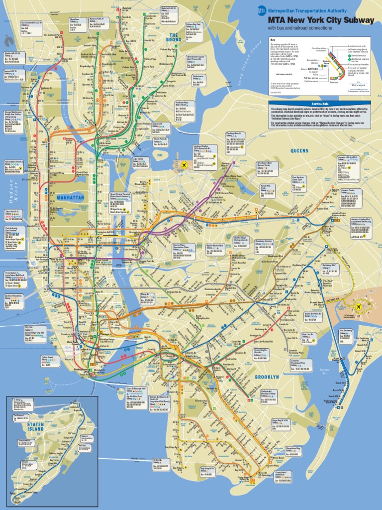 Nyc Train Map Brooklyn New York City Mta Subway Map | Pdf | Staten Island | Routes