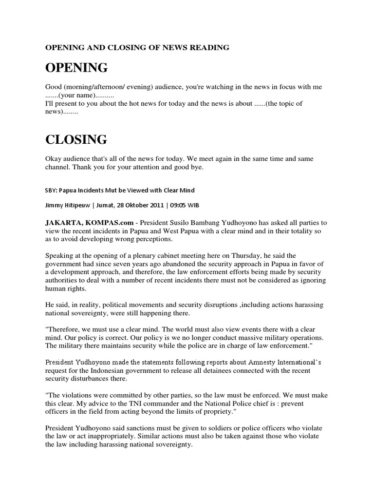 Opening and Closing of News Reading | PDF | Human Rights | Violence