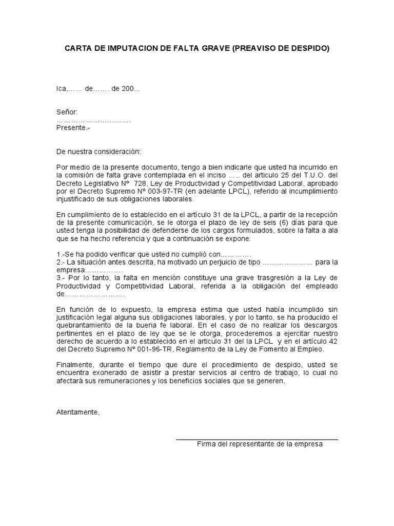 Carta Preaviso