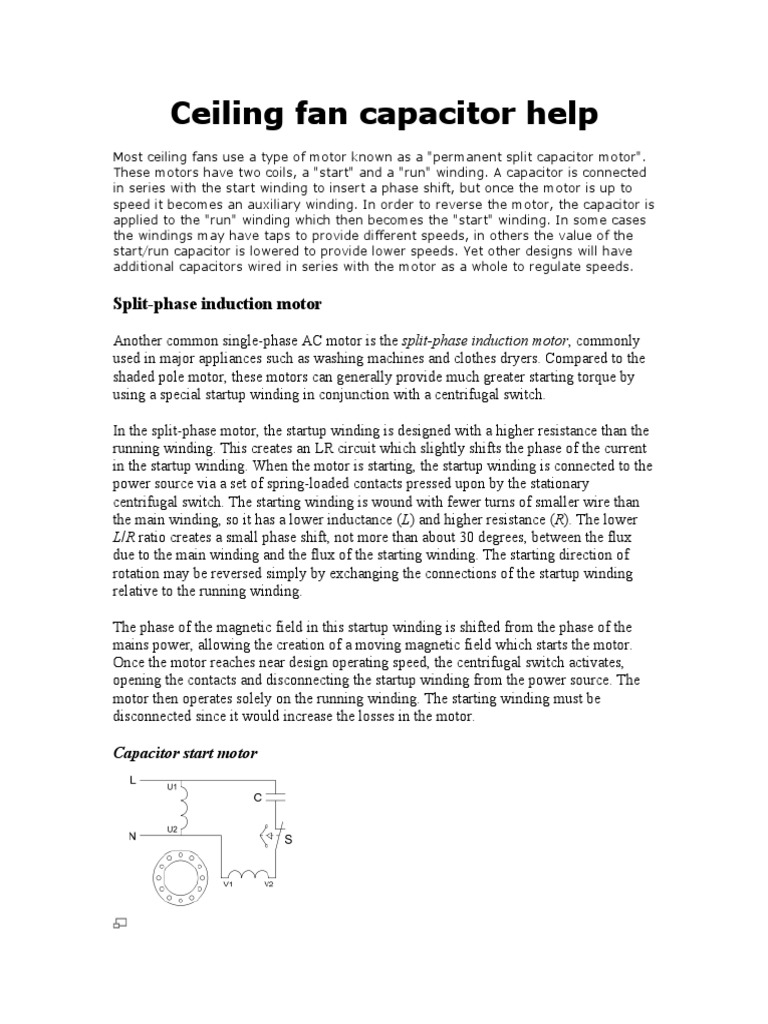 Ceiling Fan Capacitor Help Capacitor Electric Motor