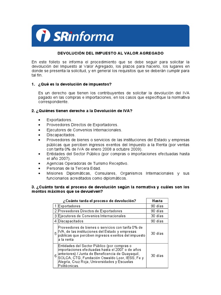 Requisitos para Devolución del IVA | PDF | Impuesto sobre la renta ...