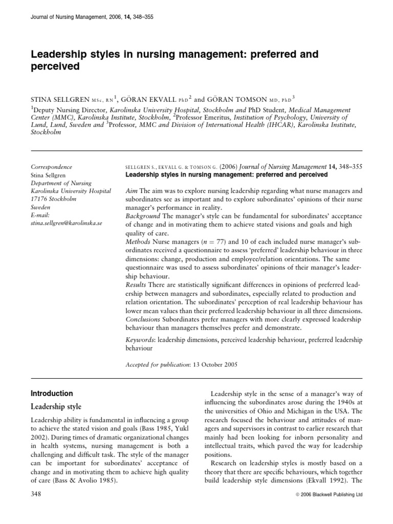 Leadership Styles in Nursing Management | PDF | Transformational ...