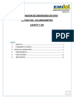 Determinación densidad suelo volumenómetro