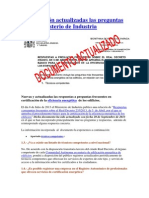 Actualizadas las preguntas desde Ministerio de Industria acerca de la certificación