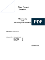 Final Project: Abnormality and Psychological Disorders