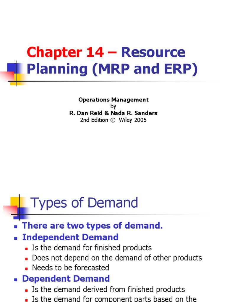 Chapter 14 - : Planning (MRP and ERP) | PDF | Enterprise Resource ...