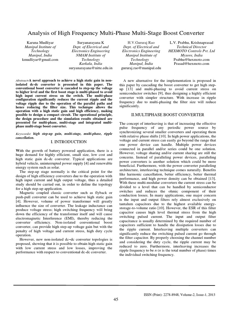Analysis of High Frequency Multi-Phase Multi-Stage Boost Converter ...
