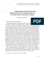 El Desarrollo Progresivo Del Derecho Internacional y Su Codificacion en La Carta de Las Naciones Unidas