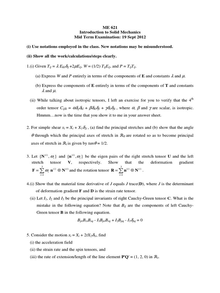 Solid Mechanics Exam Guide | PDF | Finance & Money Management ...