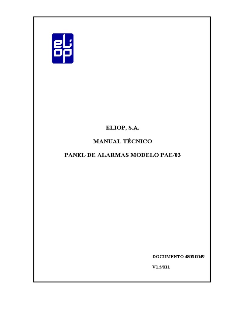 Manual Técnico Panel Alarmas PAE/03 | PDF | Relé | Componentes