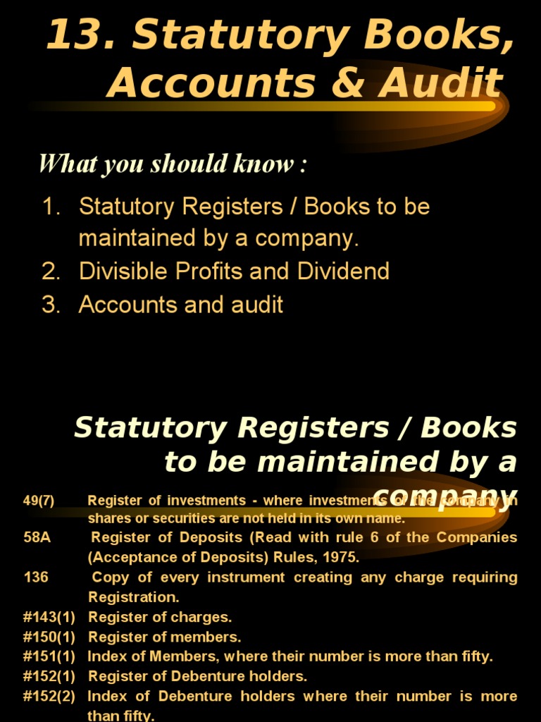 Statutory Books Overview and Registration | PDF | Dividend | Board Of ...