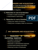 Why Mergers and Acquisitions: 1.reduction in Cost of Sourcing Raw Material