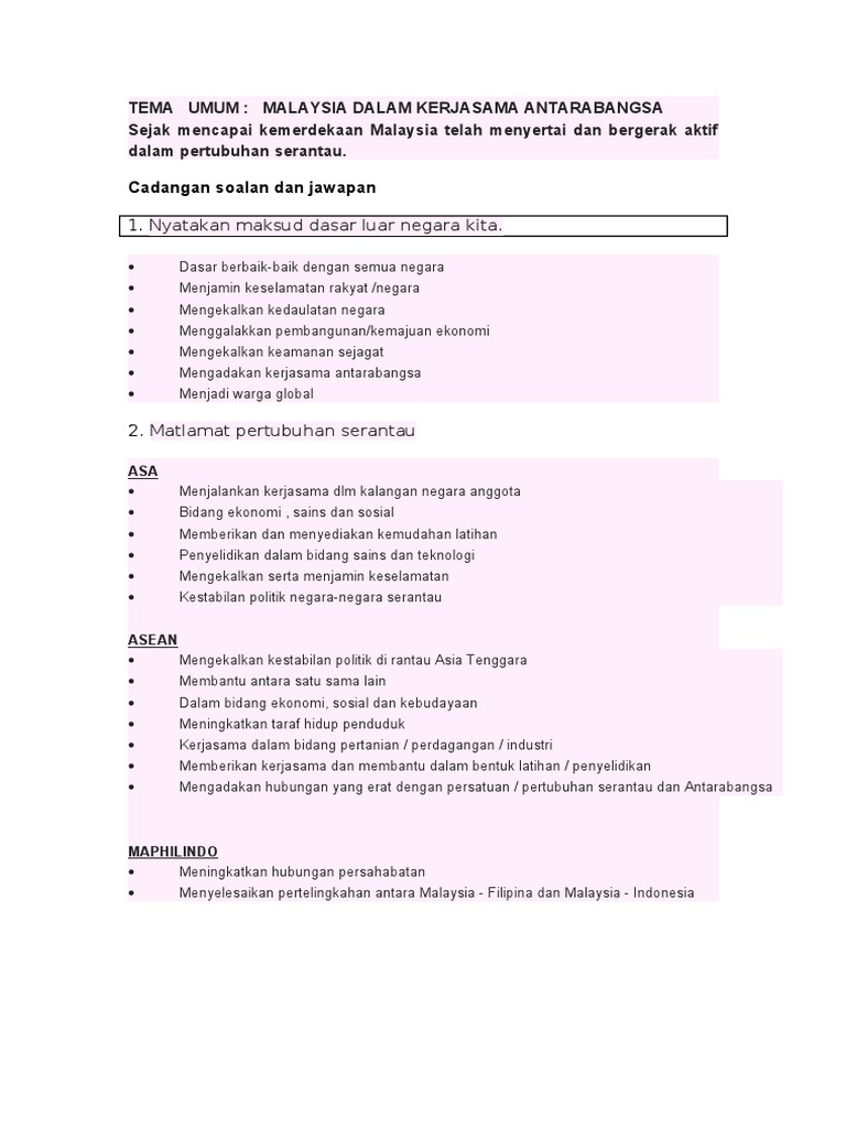 Contoh Soalan - Cadangan Jawapan - Tema Umum Sejarah Kertas 3