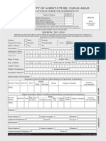 University of Agriculture, Faisalabad: Application Form For Admission To