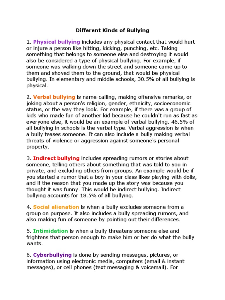 Social Bullying Examples