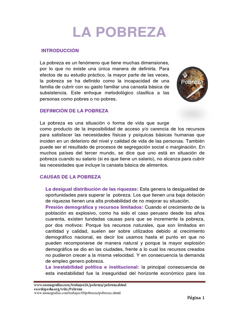 Definición y Causas de la Pobreza | PDF | Pobreza | Pobreza e indigencia