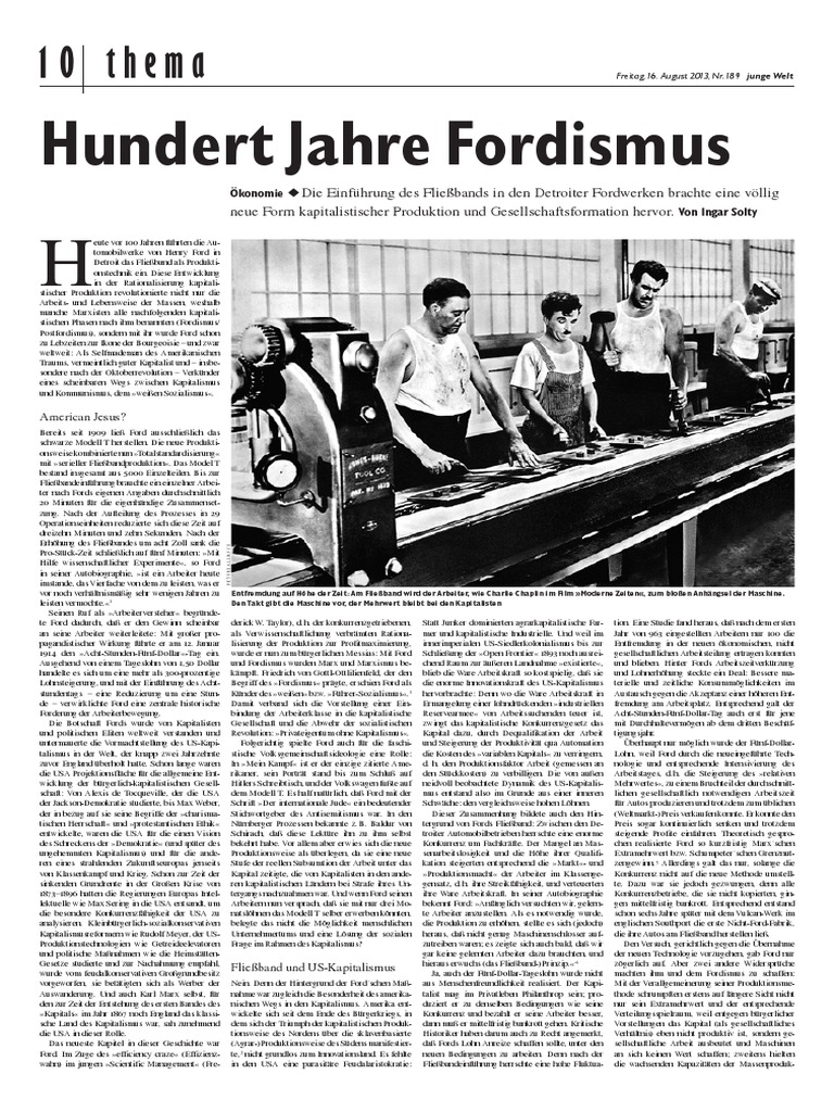 Ingar Solty: Hundert Jahre Fordismus | PDF