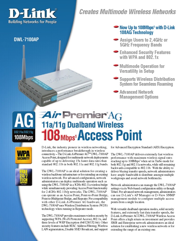 Creates Multimode Wireless Networks: Now Up To 108Mbps With D-Link ...