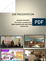 Job Presentation: Akhade Pradeep Tvs Motor Company LMT Mba Marketing and Finance