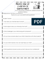 Questionnaire For Parent Teacher Conferences