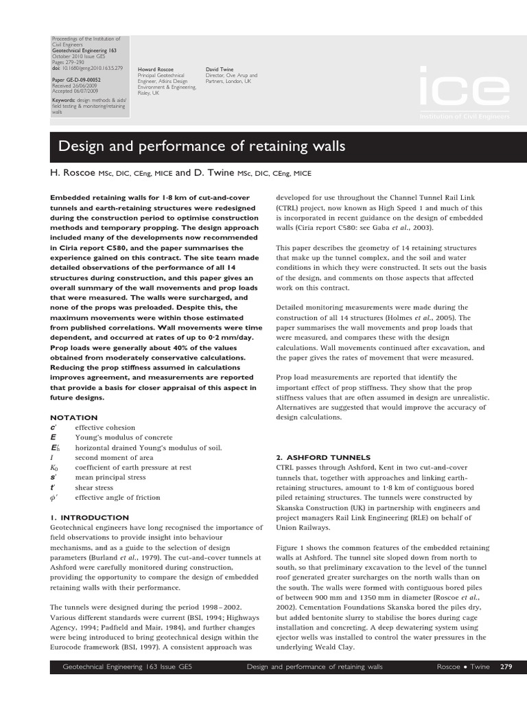 Monitoring Retaining Wall Performance | PDF | Geotechnical Engineering ...
