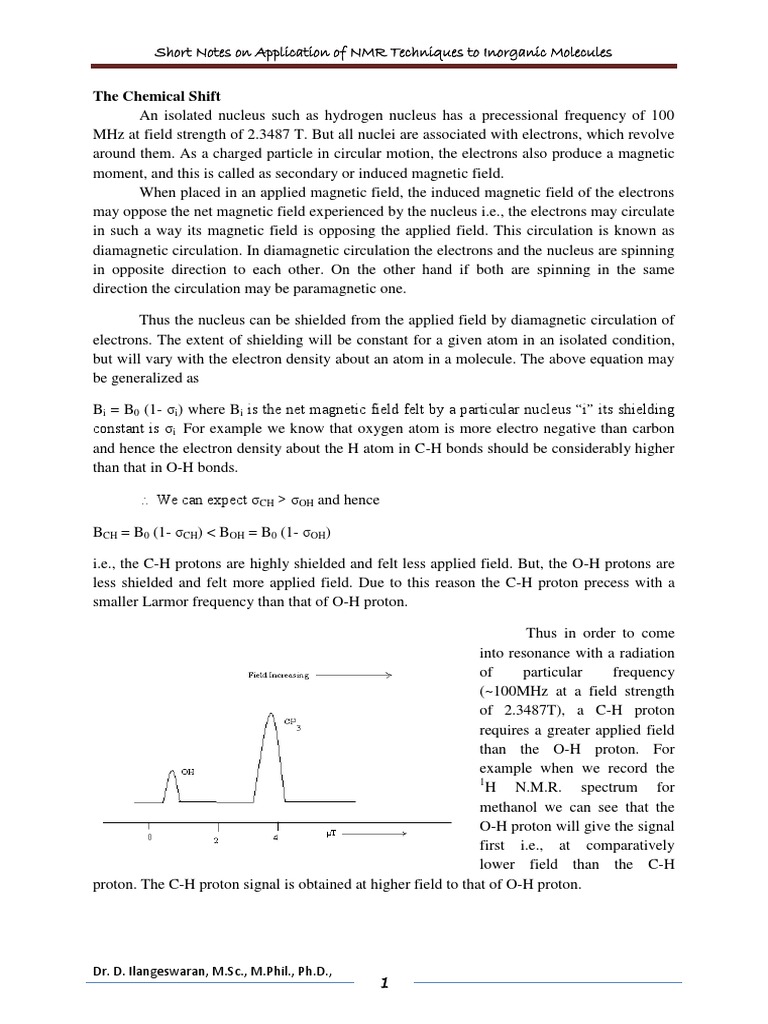 Applications of NMR Spectroscopy in Chemistry PDF