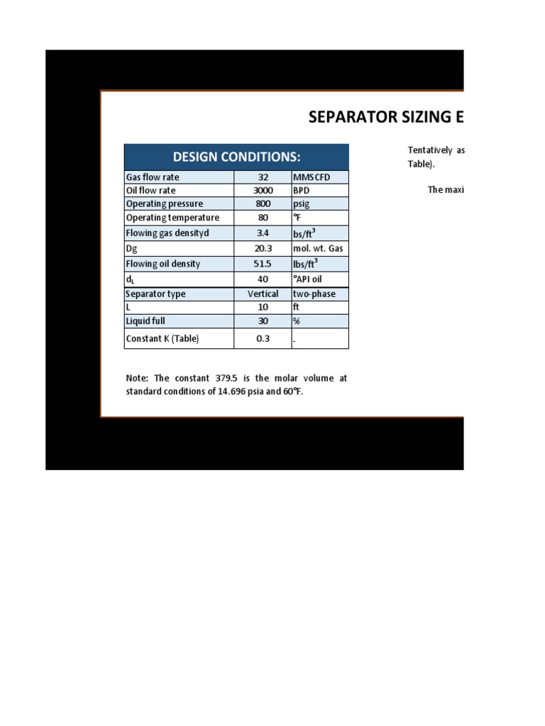 Separator Sizing Example Calculation PDF