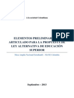 Elementos preliminares de articulado para la propuesta de ley alternativa de educación superior FINAL