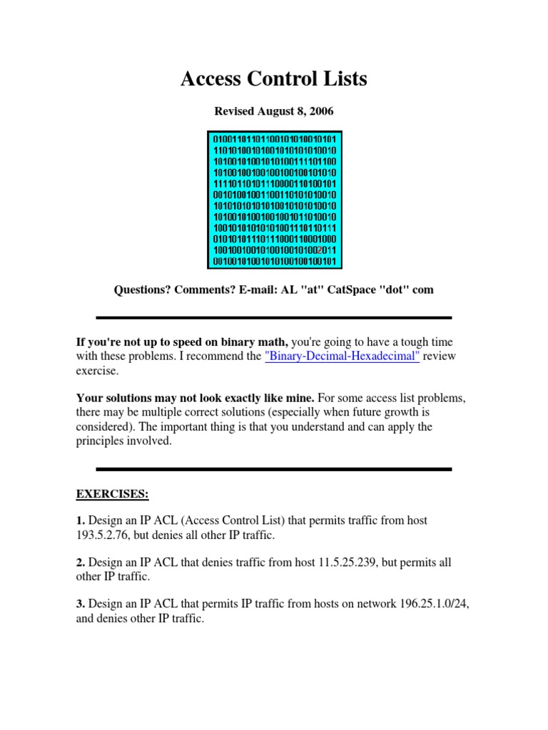 Access Control Lists | Internet Protocols | Transmission Control Protocol