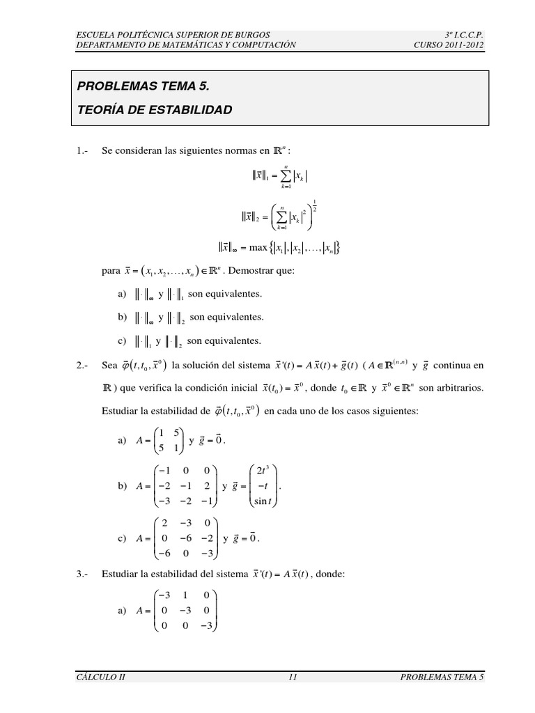 Problemas 5 | PDF | Álgebra | Análisis matemático